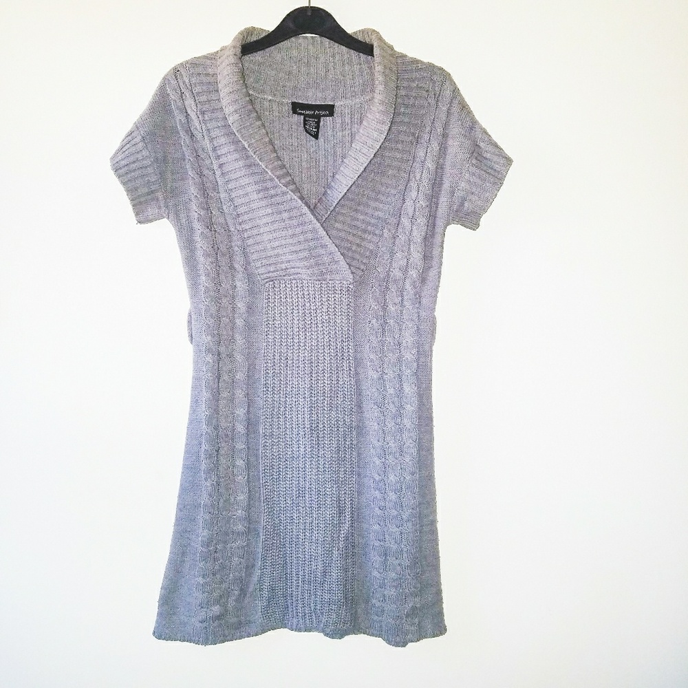 LAST CHANCE * Faux Wrap Tunic Sweater Heather Gray